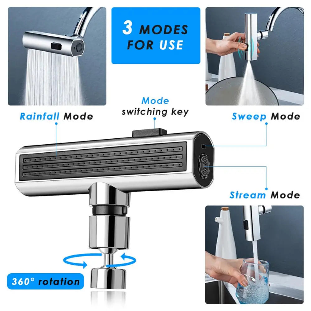 Kitchen Faucet Waterfall Outlet Splash Proof Universal Rotating Bubbler Multifunctional Water Nozzle Extension Kitchen