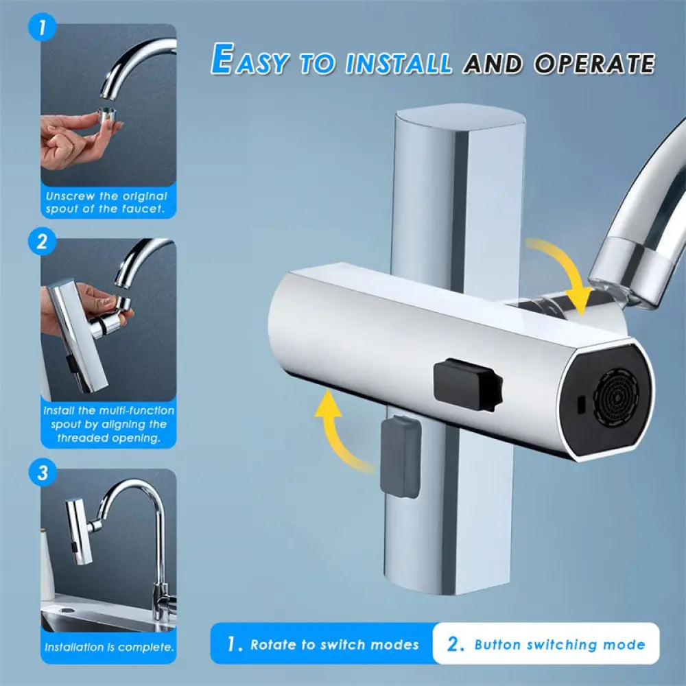 Kitchen Faucet Waterfall Outlet Splash Proof Universal Rotating Bubbler Multifunctional Water Nozzle Extension Kitchen