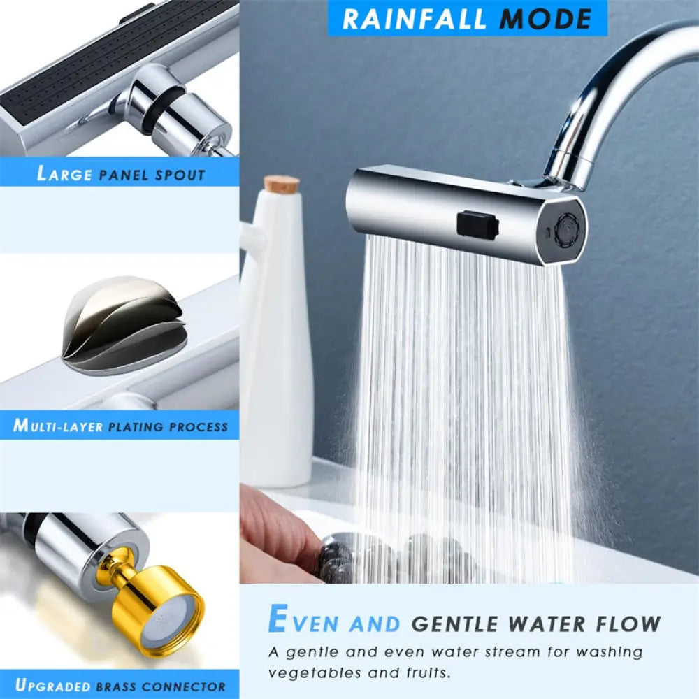 Kitchen Faucet Waterfall Outlet Splash Proof Universal Rotating Bubbler Multifunctional Water Nozzle Extension Kitchen