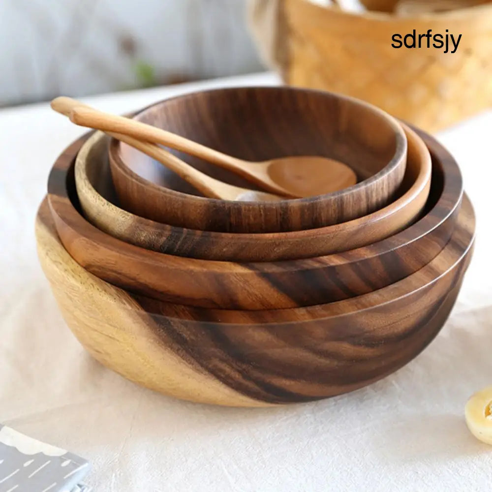 Kitchen Natural Wooden Bowl Household Fruit Bowl Salad Bowl For Home Restaurant Food Container Wooden Utensils Note The