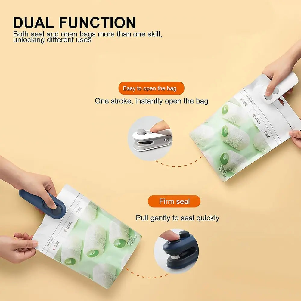 Mini Bag Sealer 2-in-1 Heat Sealer & Cutter USB Rechargeable for Food Storage Bags - seal and cutter