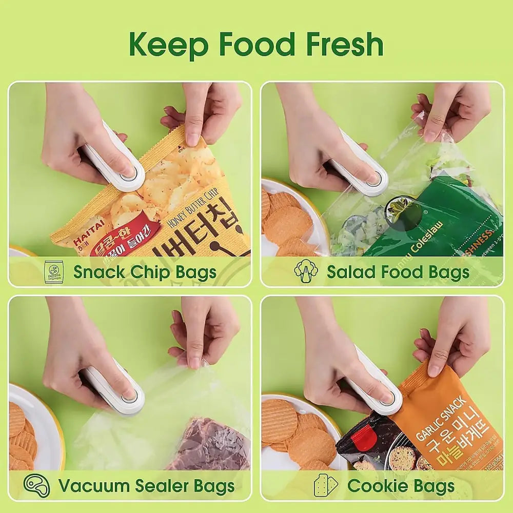 Mini Bag Sealer 2-in-1 Heat Sealer & Cutter USB Rechargeable for Food Storage Bags - seal and cutter