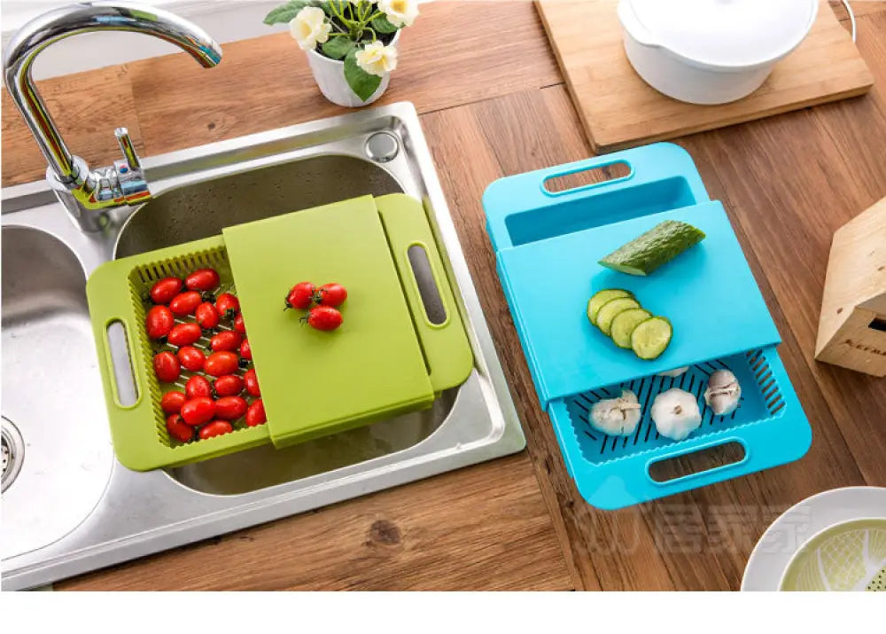 Multifunction Kitchen Chopping Blocks Sinks Drain Basket Cutting Board Vegetable Meat Tools Kitchen Accessories