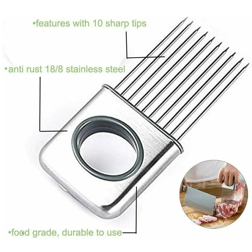 Onion Holder Slicer Vegetable Tools Tomato Cutter Stainless Steel Kitchen Gadget - default - 5