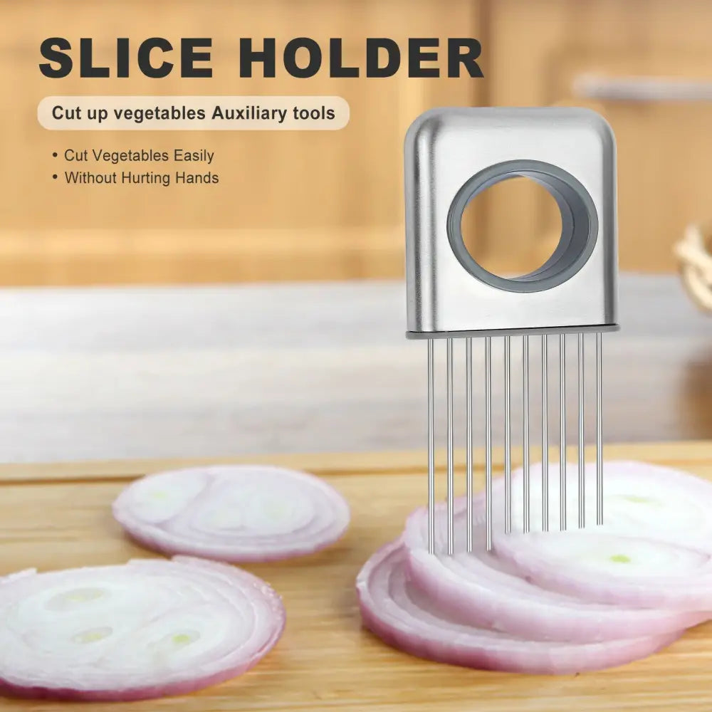 Onion Holder Slicer Vegetable Tools Tomato Cutter Stainless Steel Kitchen Gadget - default - 5