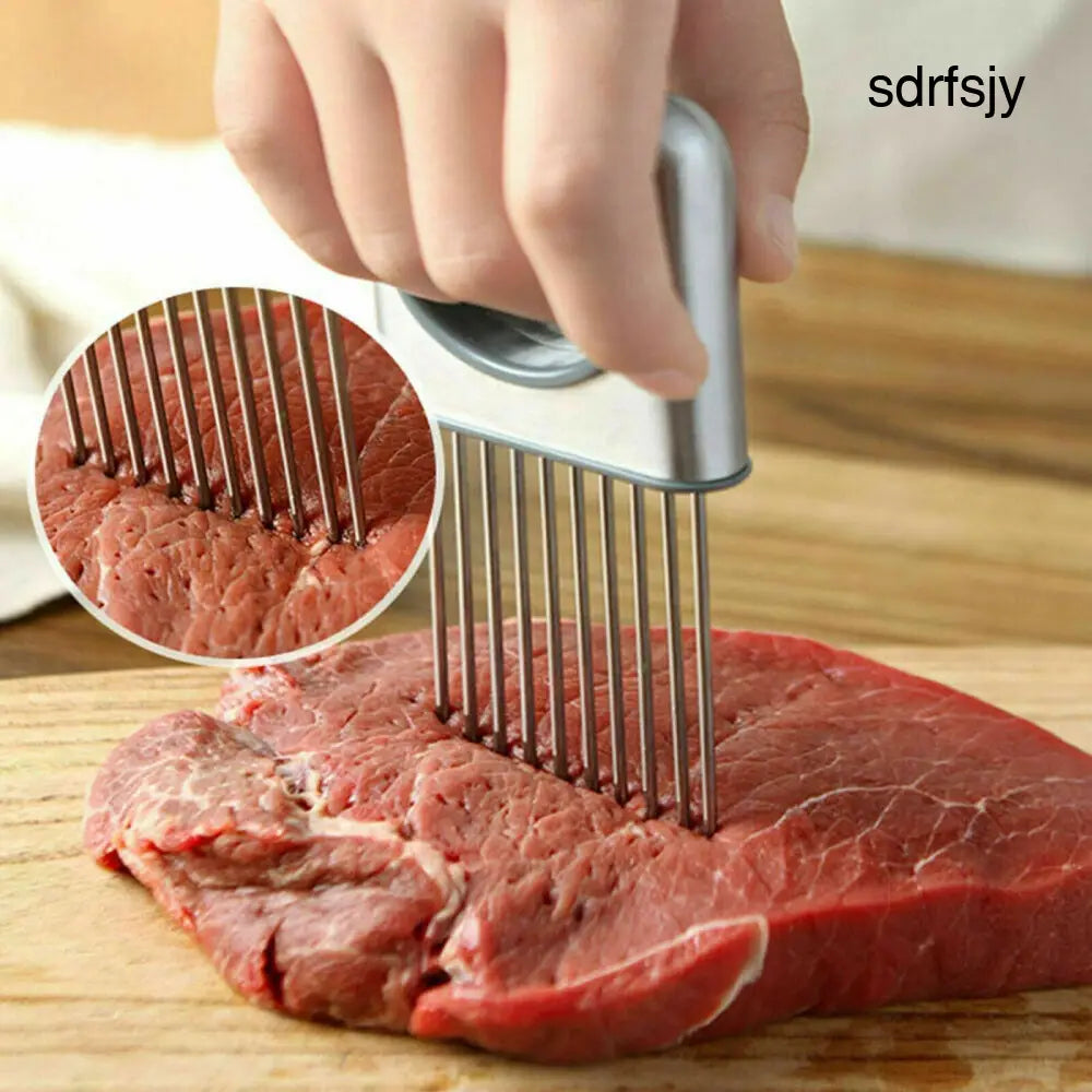 Onion Holder Slicer Vegetable Tools Tomato Cutter Stainless Steel Kitchen Gadget - default - 5