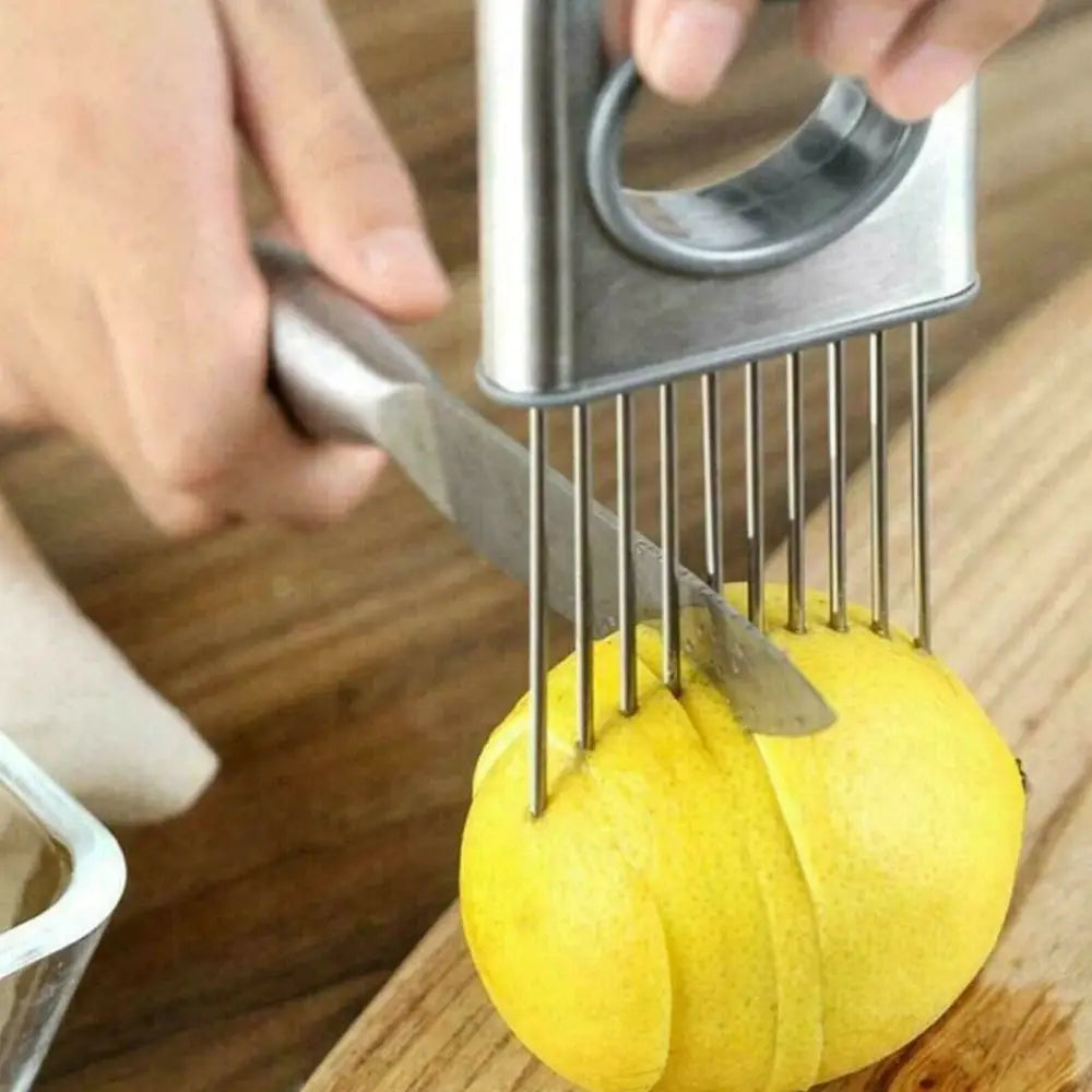 Onion Holder Slicer Vegetable Tools Tomato Cutter Stainless Steel Kitchen Gadget - default - 5