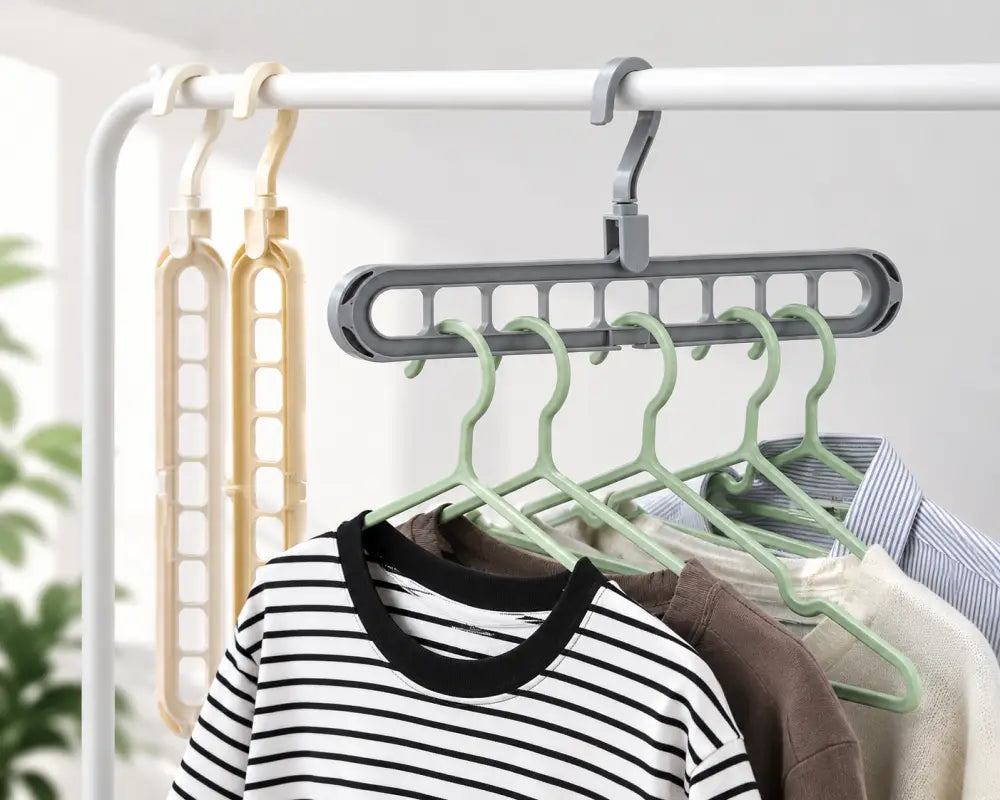 Space Saving 9-Hole Clothes Hanger | Multi-Layer Wardrobe Closet Organizer - hanger