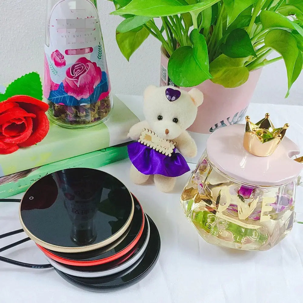 USB Coffee Mug Cup Warmer Milk Tea Water Cup Heating Electric Touch Pad Temperature Adjustable Hot Tea Maker Heater