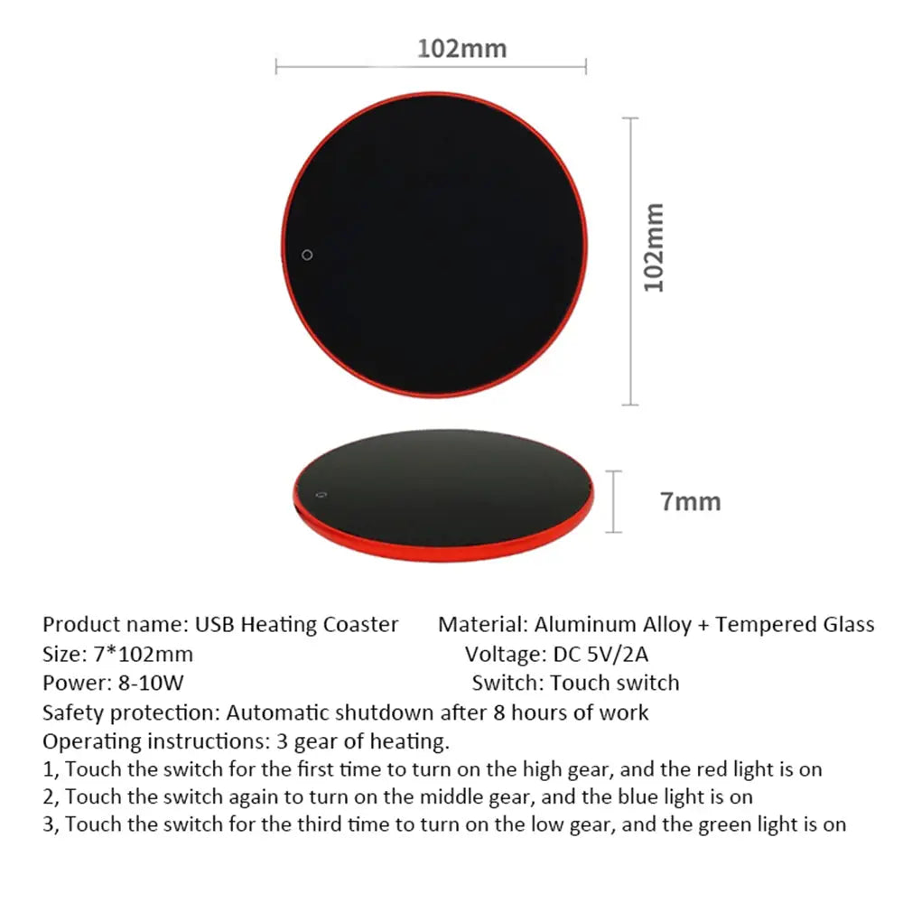USB Coffee Mug Cup Warmer Milk Tea Water Cup Heating Electric Touch Pad Temperature Adjustable Hot Tea Maker Heater
